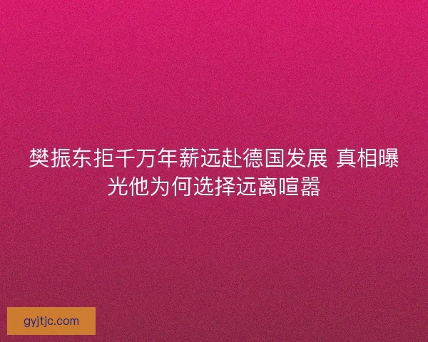樊振东拒千万年薪远赴德国发展 真相曝光他为何选择远离喧嚣
